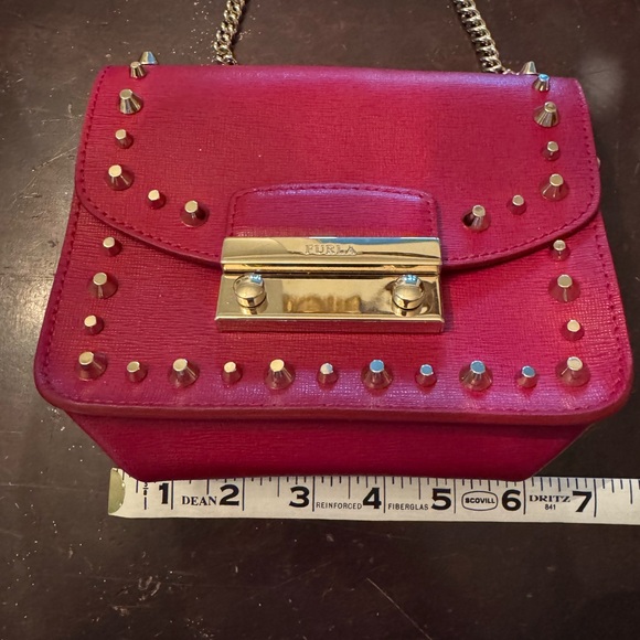 Red FURLA crossbody studs, chain - Picture 3 of 9